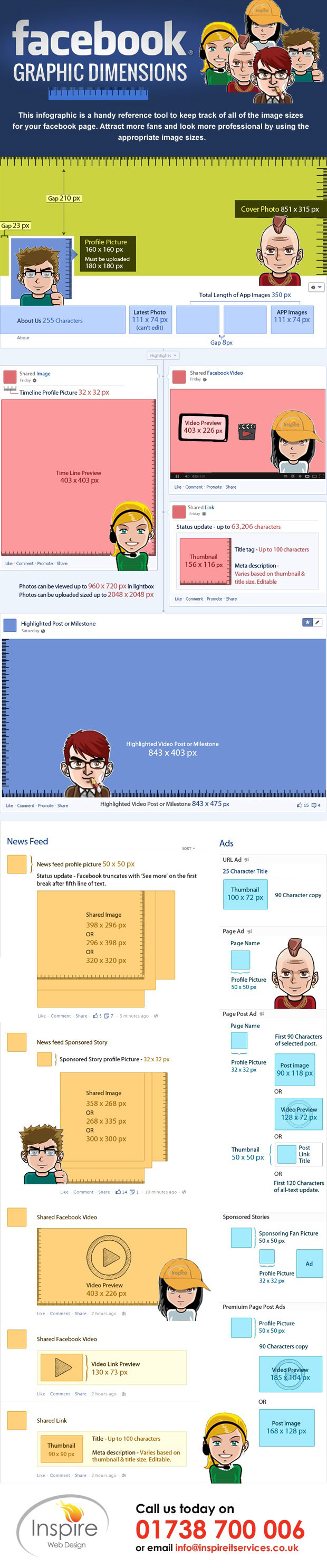 This Info graphic is a handy reference tool to keep track of all the image sizes for your Facebook page.
